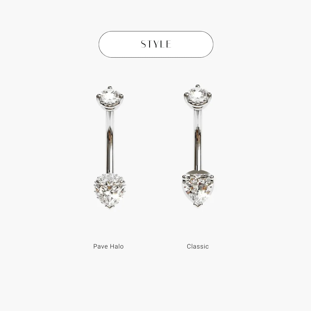 Classic and pavé halo La Femme Heart styles in white gold