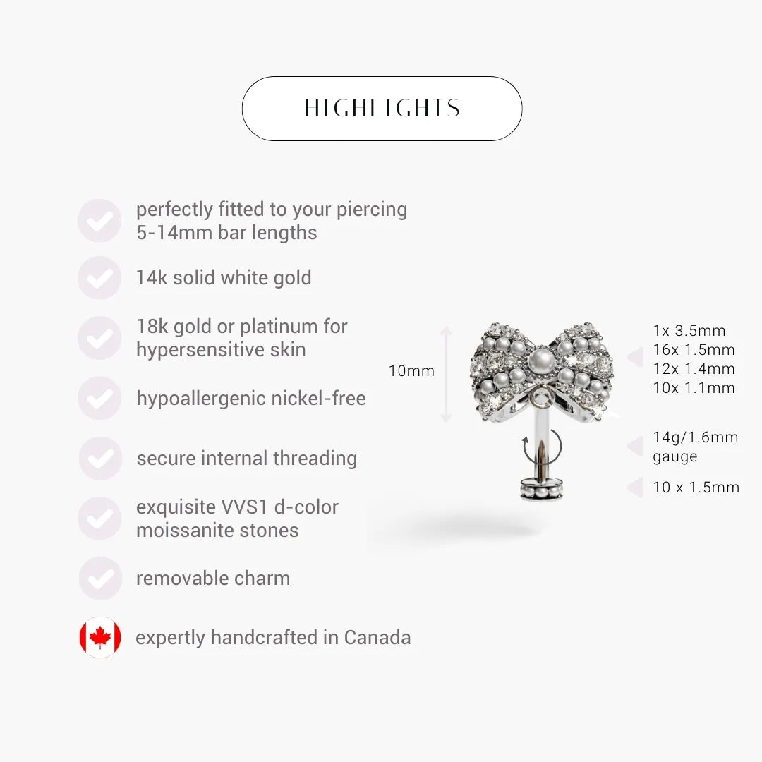 Lover's Bow Belly Ring White Gold