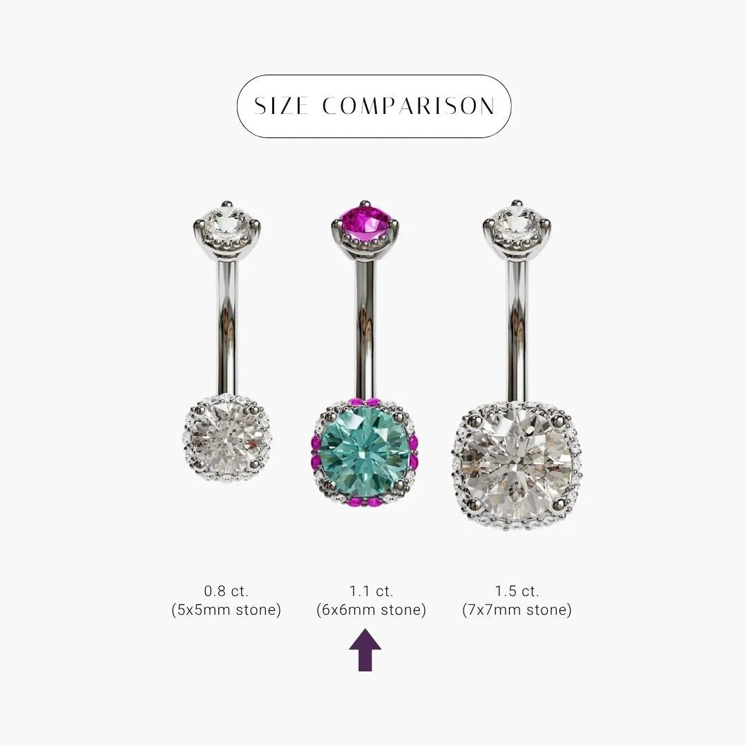 La Femme Azure Blush 1.1 ct. Belly Ring White Gold