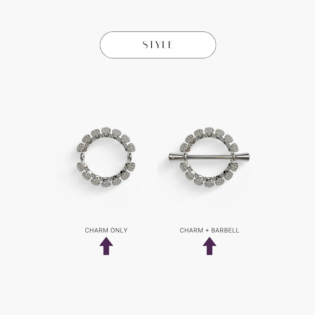 Wildflower Nipple Barbell White Gold