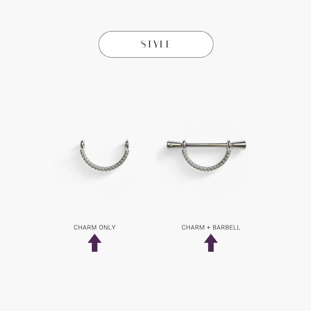 La Lune Arc Nipple Barbell White Gold