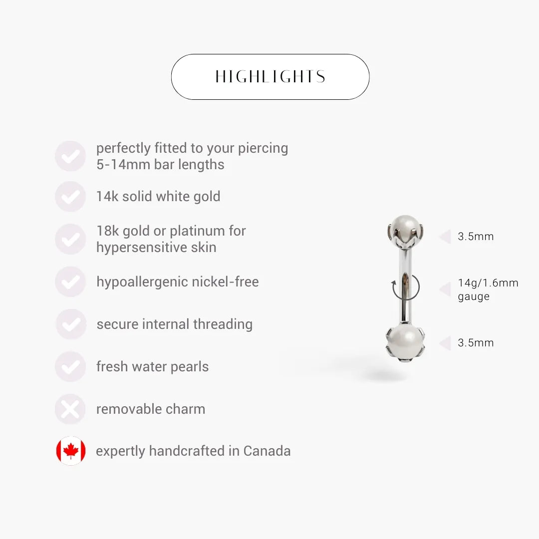 Pearl Orchid Belly Ring White Gold