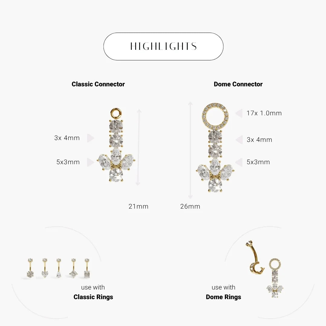 Angel Moissanite Charm Yellow & Rose Gold