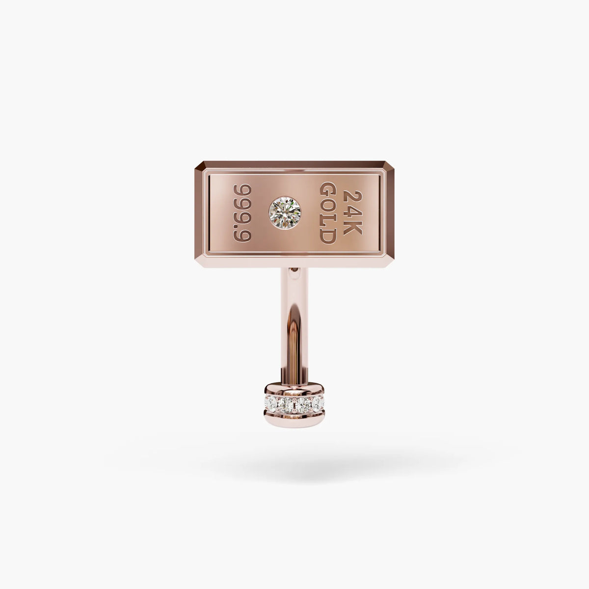Gold Digger Lab Diamond Reverse Belly Ring, Yellow & Rose Gold