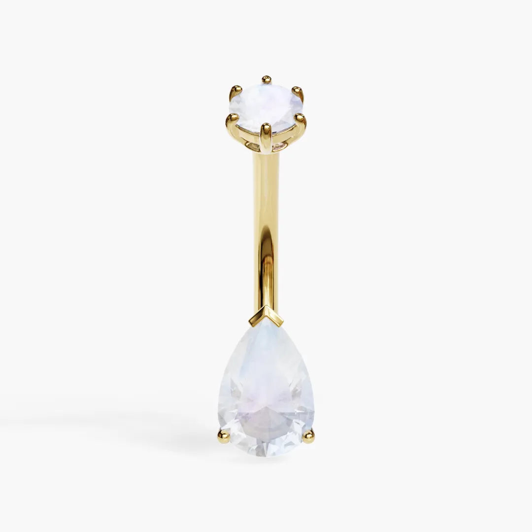Jolie Co Moonstone Teardrop 14k Yellow Gold Belly Ring Jolie Co Jewelry