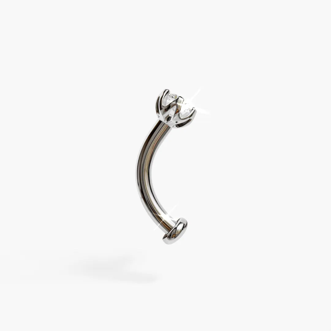 Floating Moissanite Belly Ring White Gold