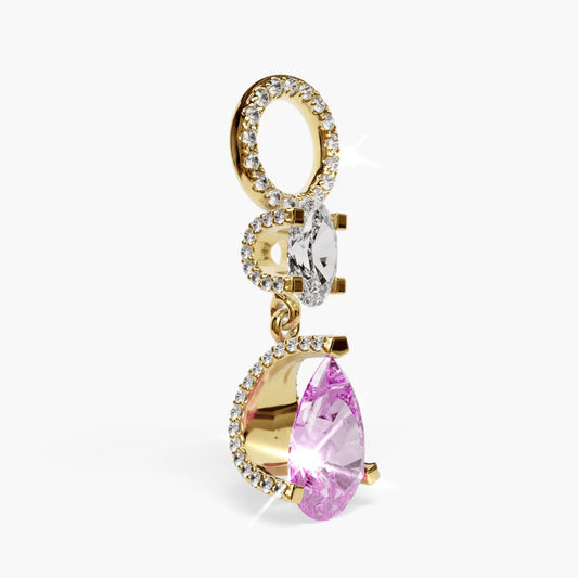 Swan Pink Moissanite Charm Yellow & Rose Gold