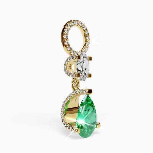 Swan Emerald Charm Yellow & Rose Gold