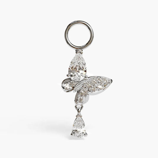 Butterfly Charm White Gold & Platinum