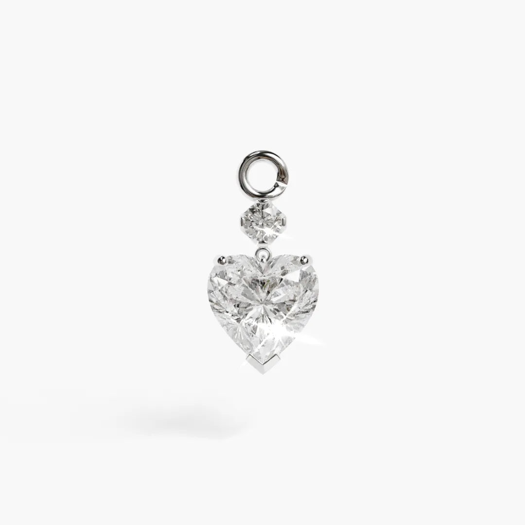 Mini Heart Charm White Gold & Platinum