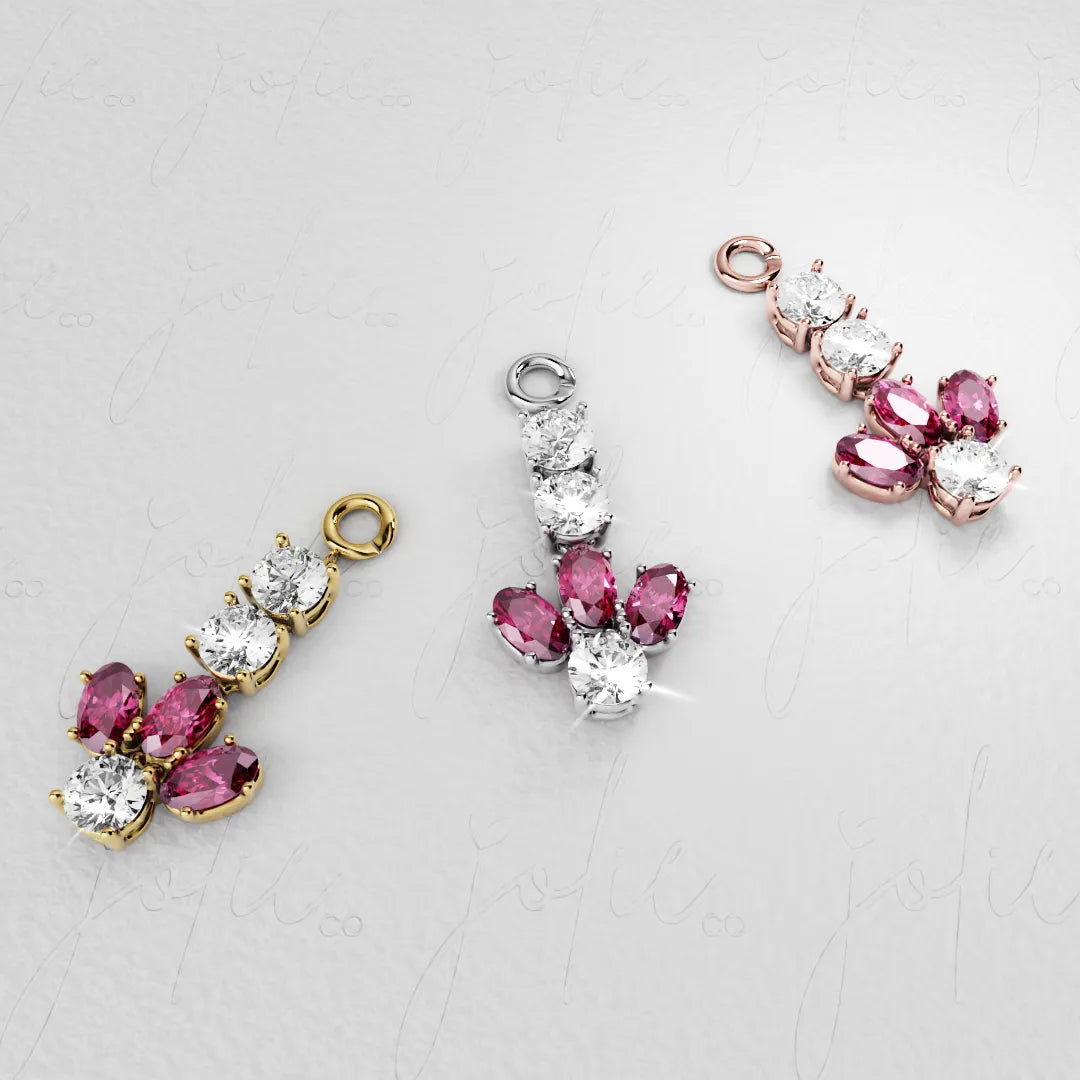 Angel Pink Moissanite Charm Yellow & Rose Gold