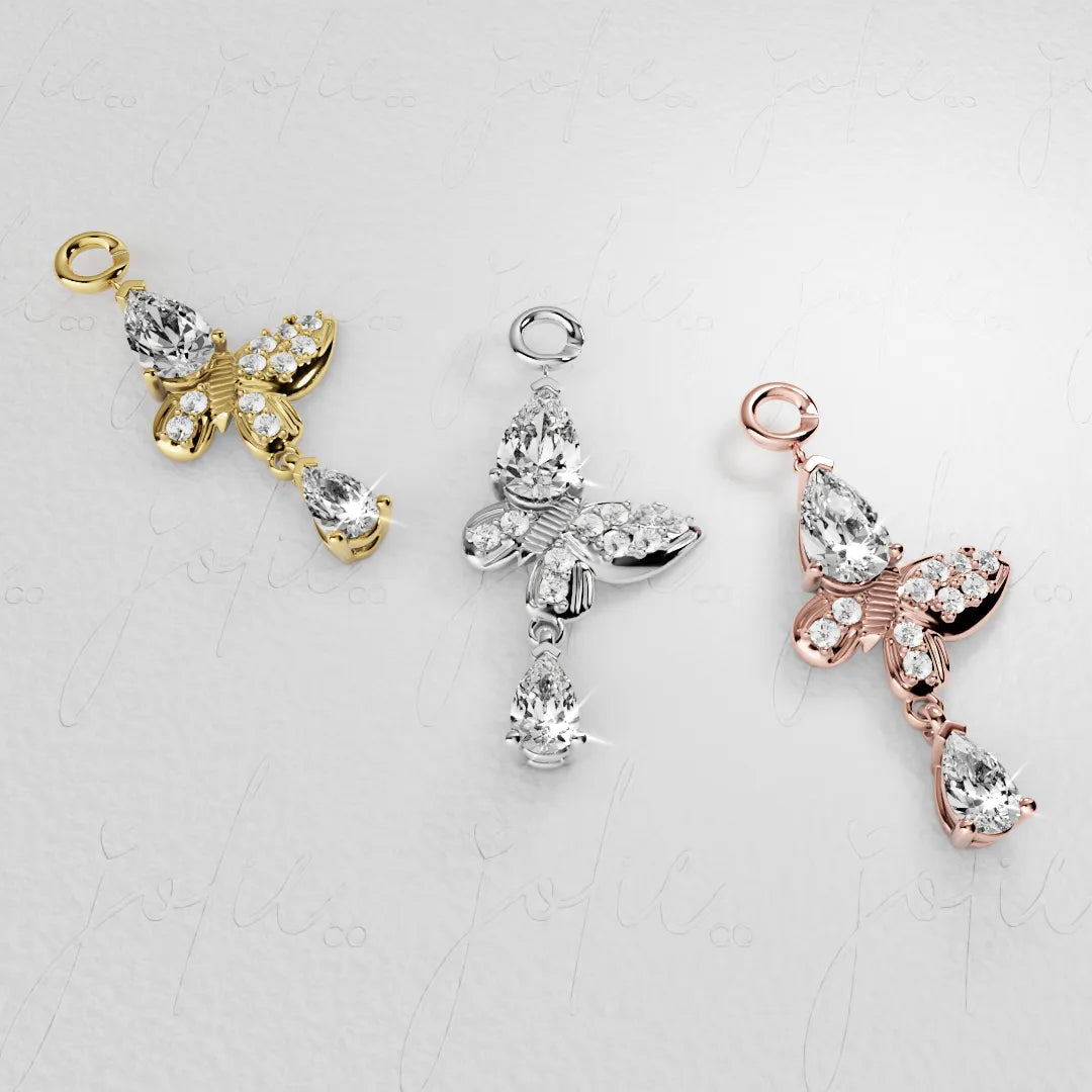 Butterfly Charm White Gold & Platinum