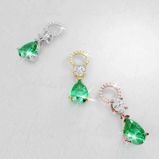 Swan Emerald Charm Yellow & Rose Gold