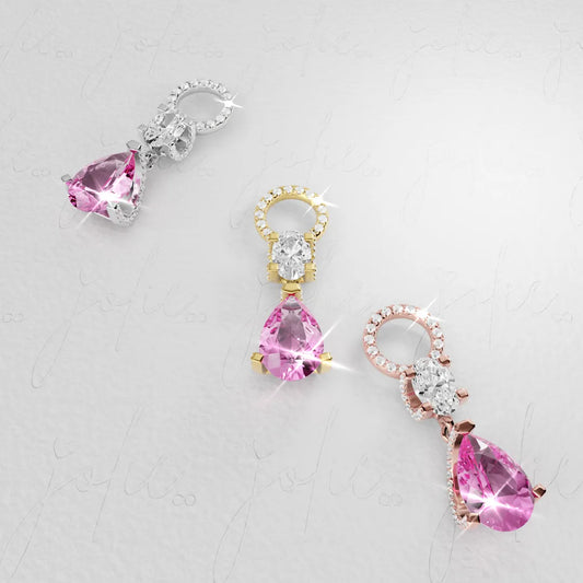 Swan Pink Moissanite Charm Yellow & Rose Gold