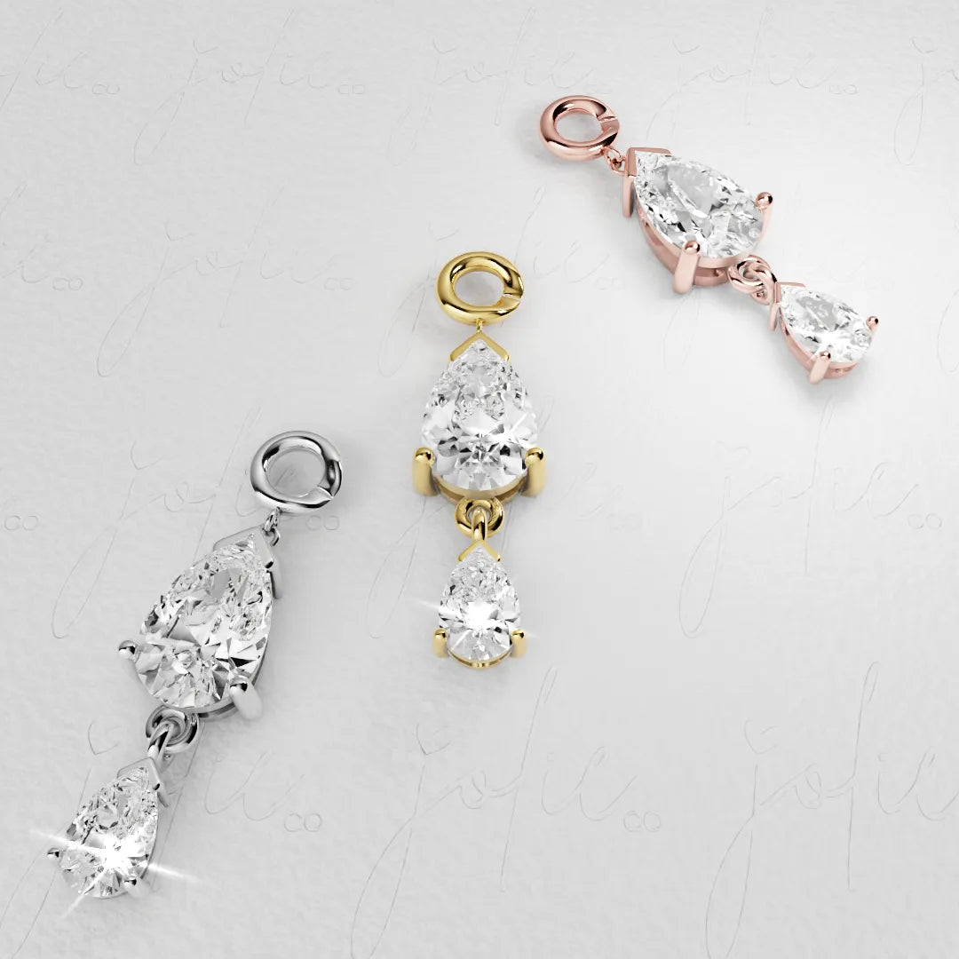 Teardrop Charm Yellow & Rose Gold