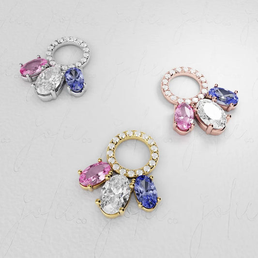 Toi et Moi Pink Sapphire Charm Yellow & Rose Gold