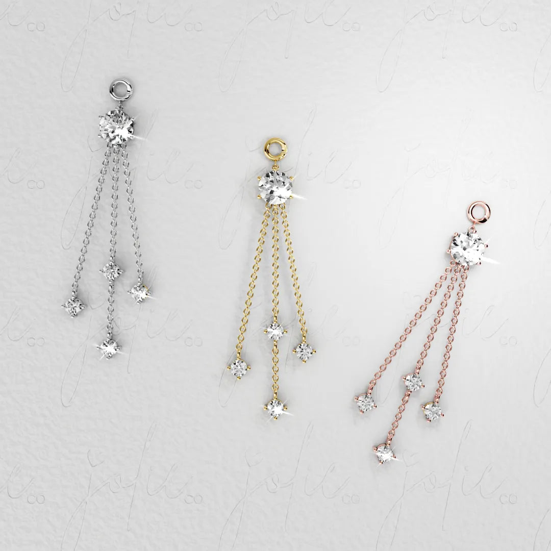 Moissanite Cascade Charm White Gold