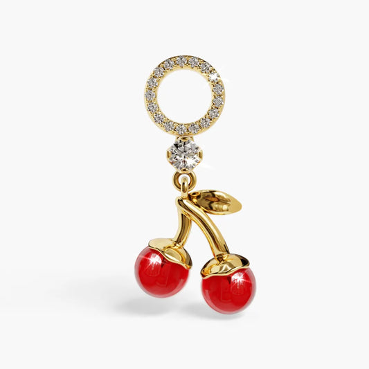 Cherry on Top Ruby Charm Yellow & Rose Gold
