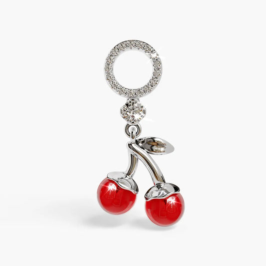 Cherry on Top Ruby Charm White Gold & Platinum