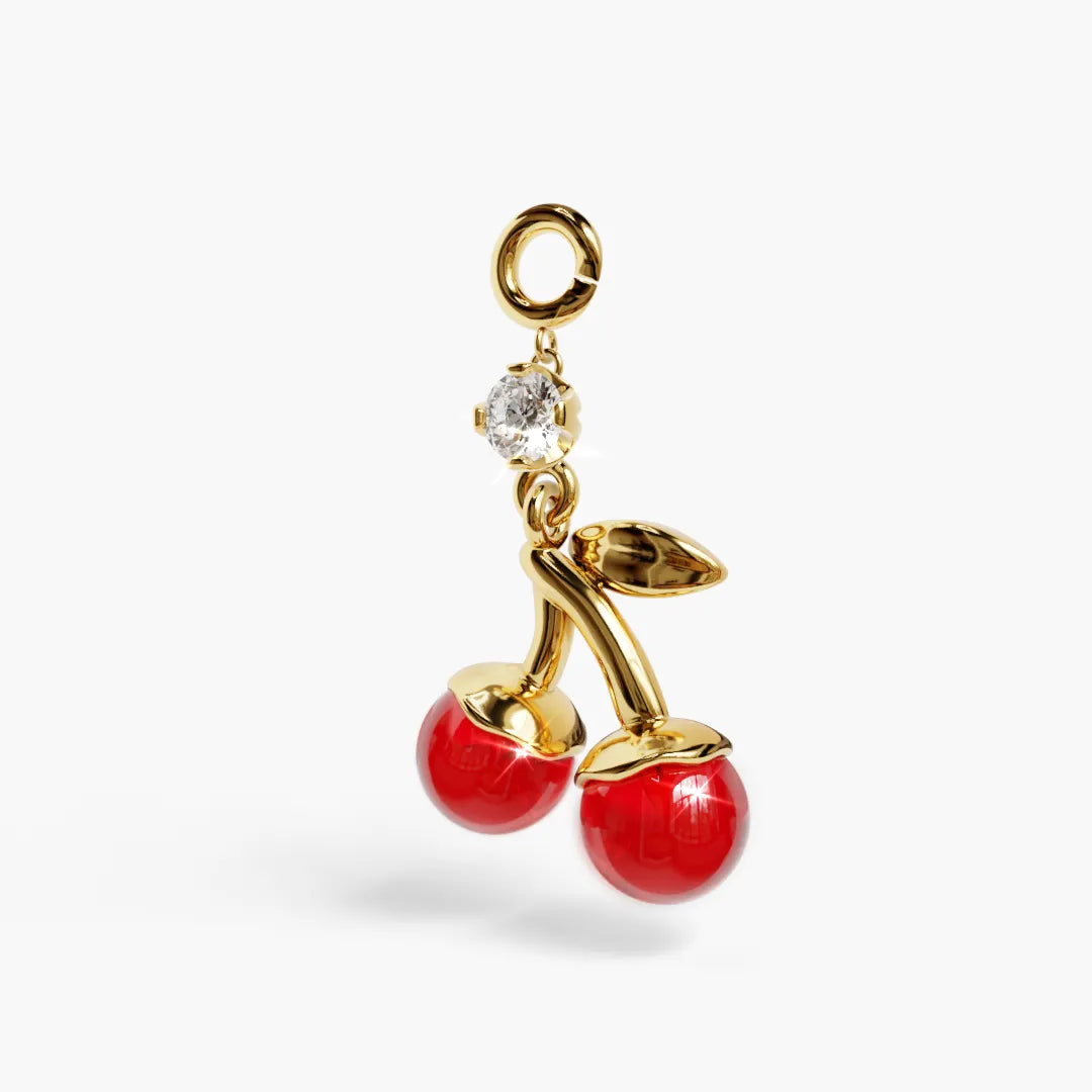 Cherry on Top Ruby Charm Yellow & Rose Gold