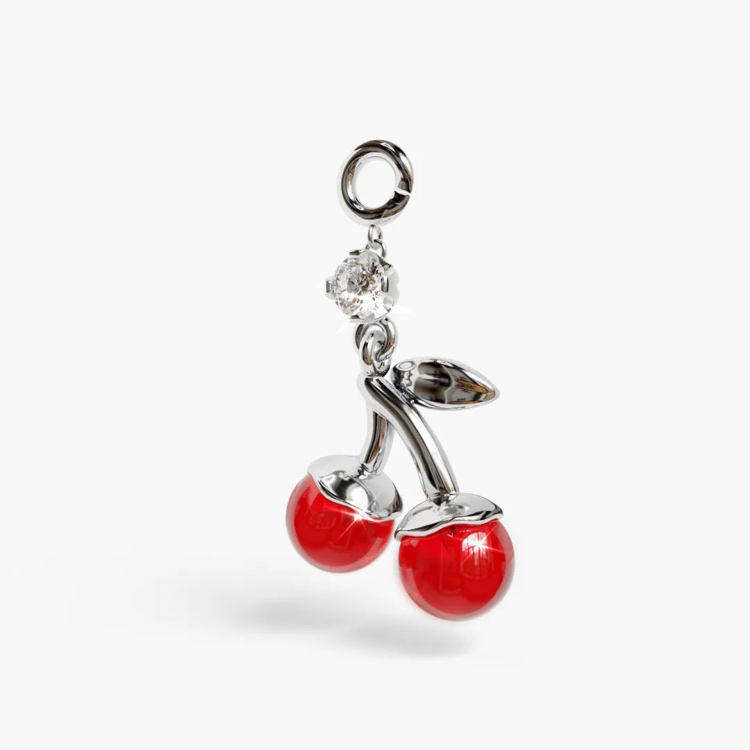 Cherry on Top Ruby Charm White Gold & Platinum