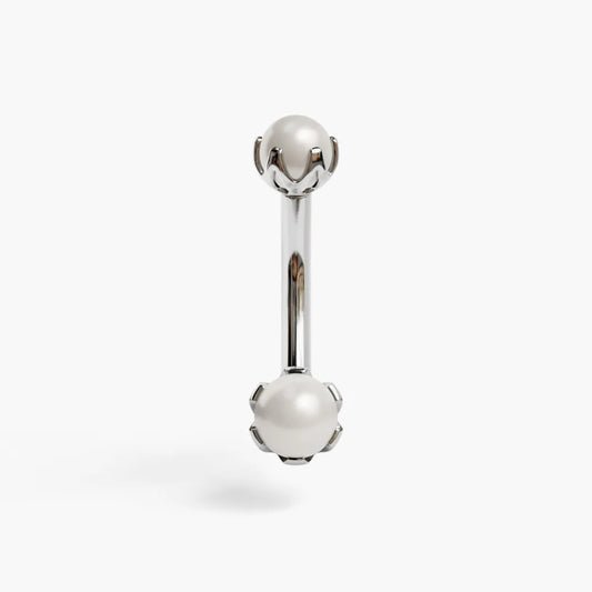 Pearl Orchid Belly Ring White Gold