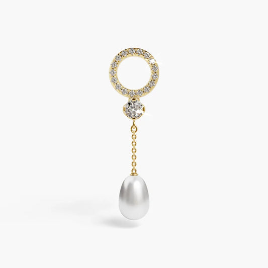 Pearl Drop Charm Yellow & Rose Gold