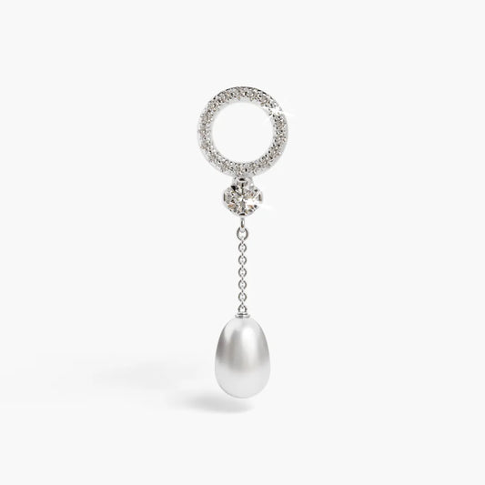 Pearl Drop Charm White Gold