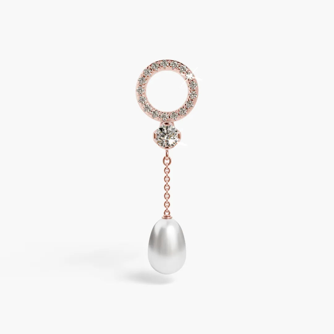 Pearl Drop Charm Yellow & Rose Gold