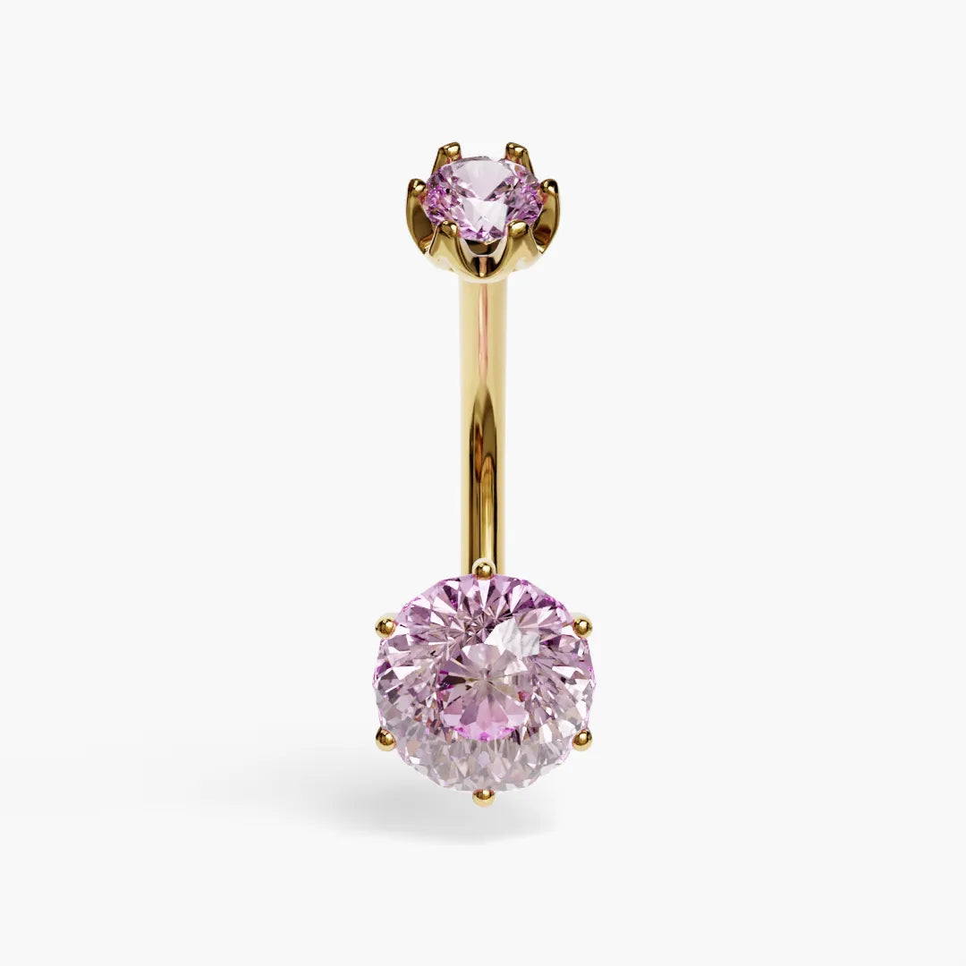 Jolie Co 1.5 ct. Pink Lilac Orb Moissanite 14k Yellow Gold Belly