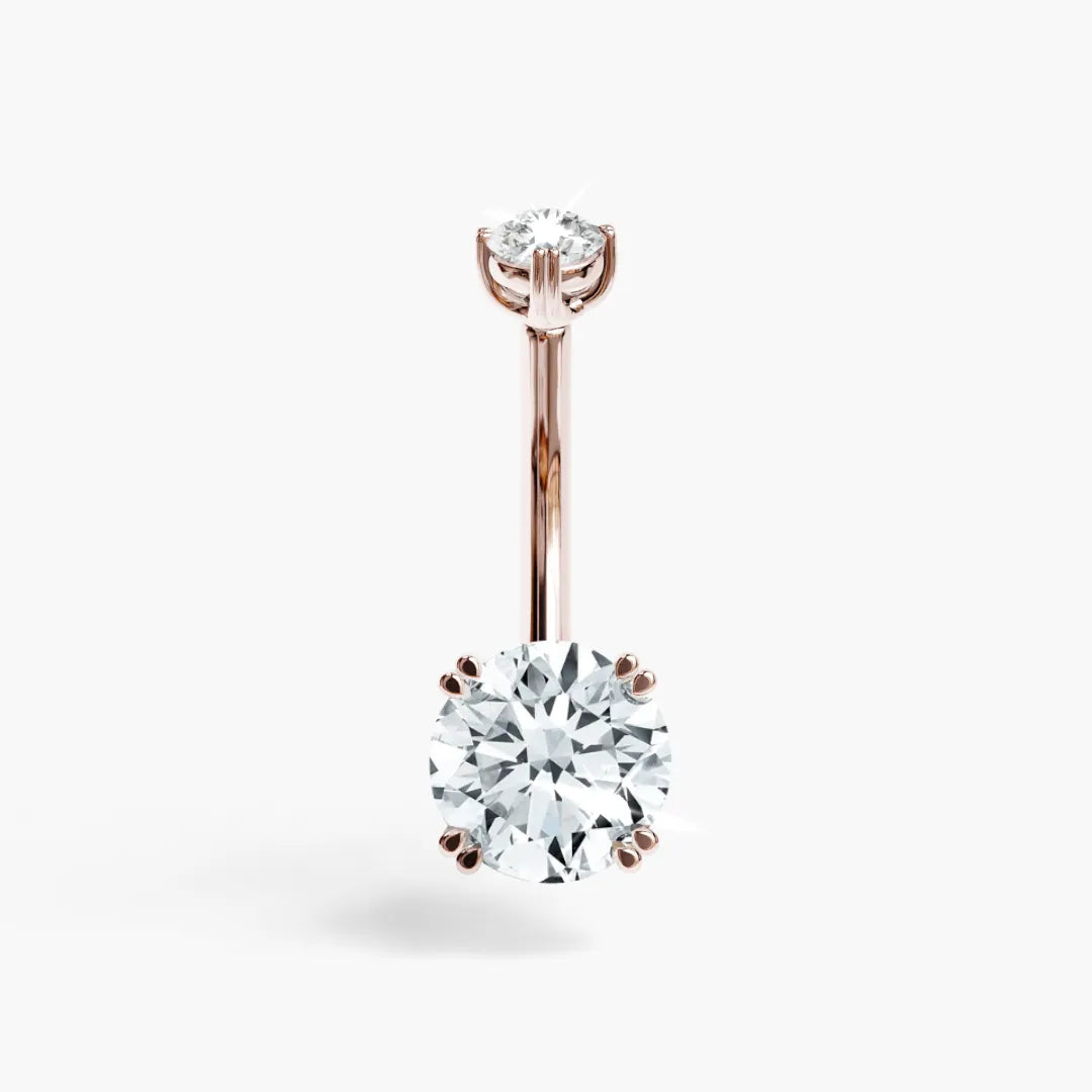 Rose gold La Seule 1.1 ct navel ring, the 6mm round lab diamond in soft pink gold