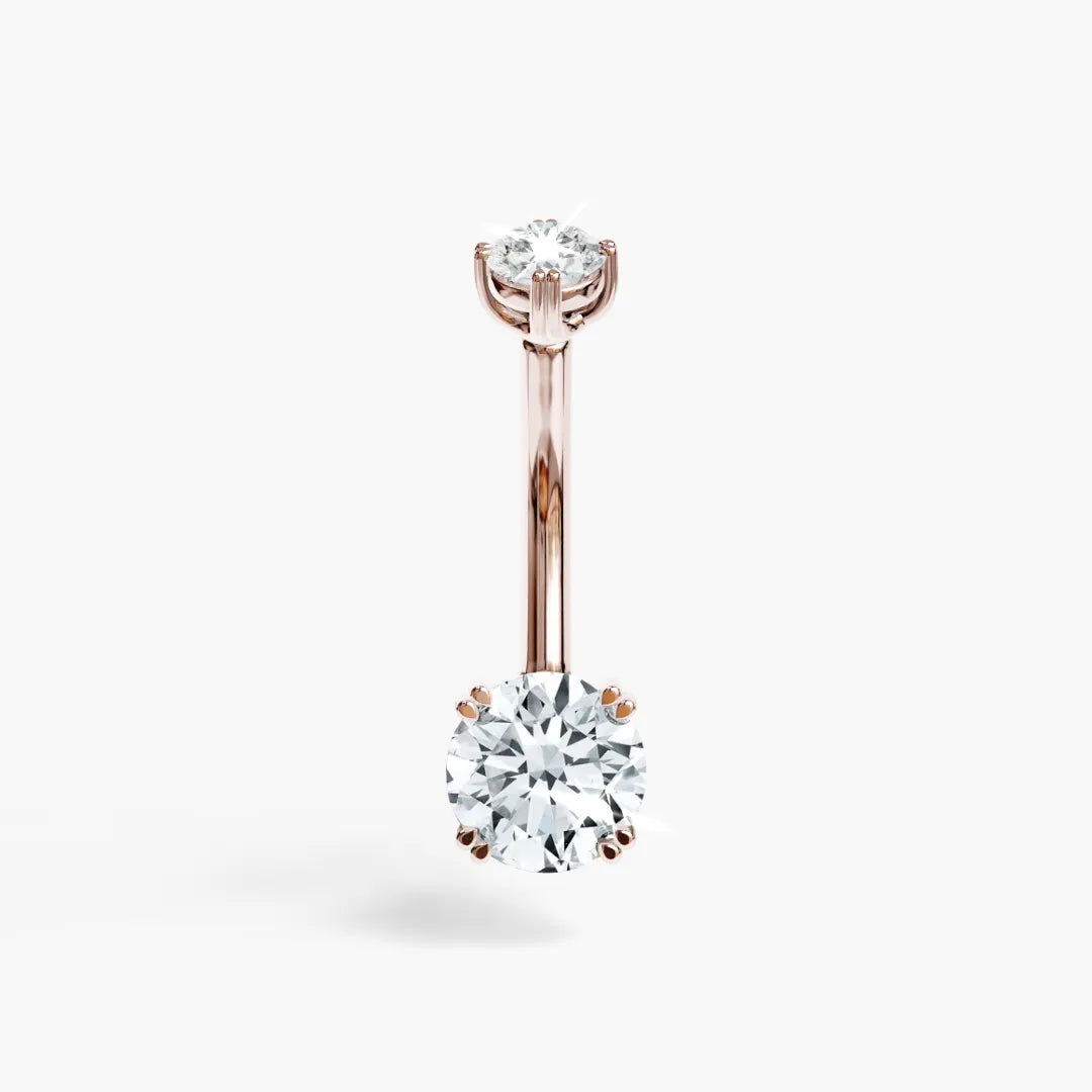 Rose gold La Seule 0.8 ct belly ring, the 5mm round lab diamond in soft pink gold