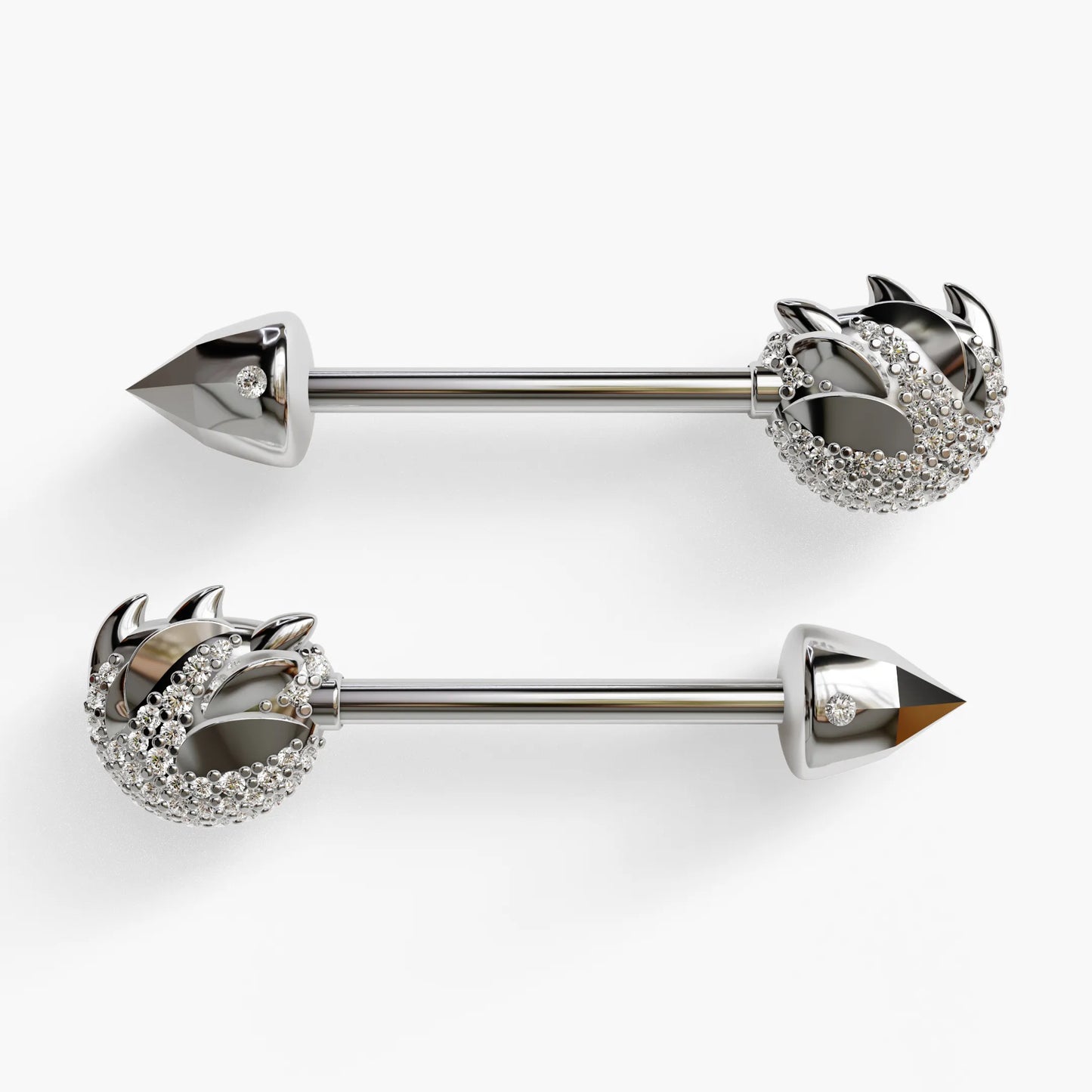 Sauvage Paw Nipple Barbell White Gold