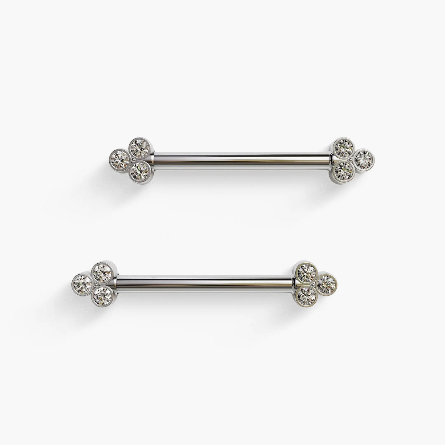 Dot Nipple Barbell White Gold