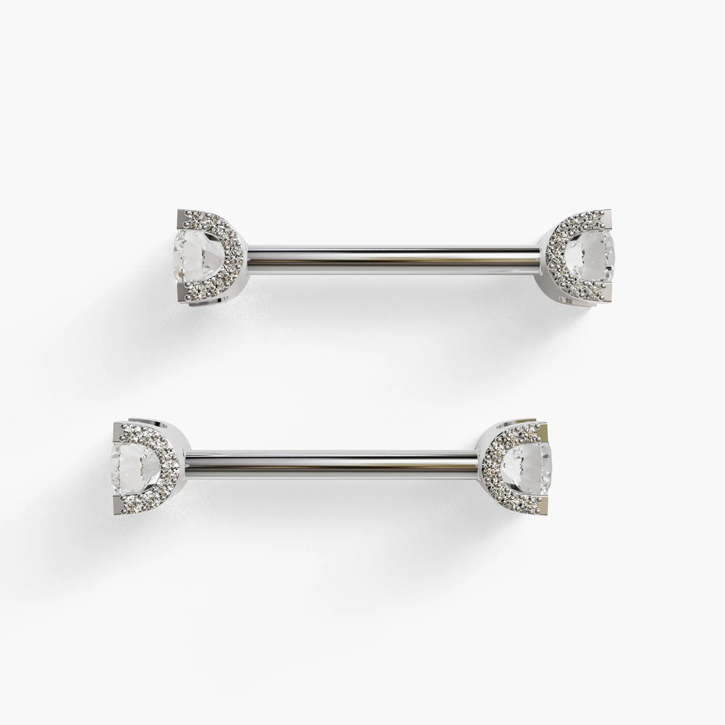 Spotlight Nipple Barbell White Gold