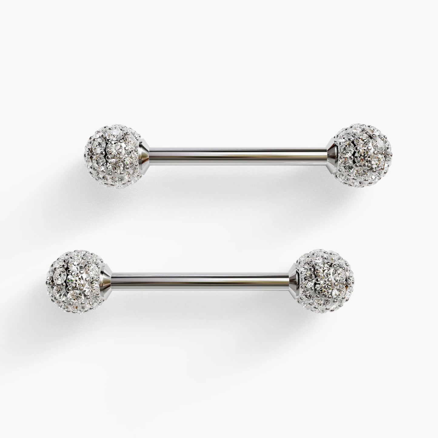 Pave Diamond Nipple Barbell White Gold