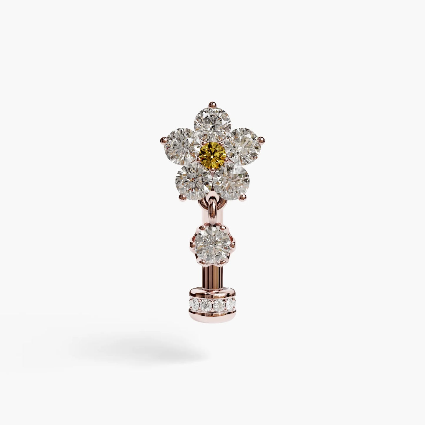 Sunflower Yellow Floating Moissanite Belly Ring