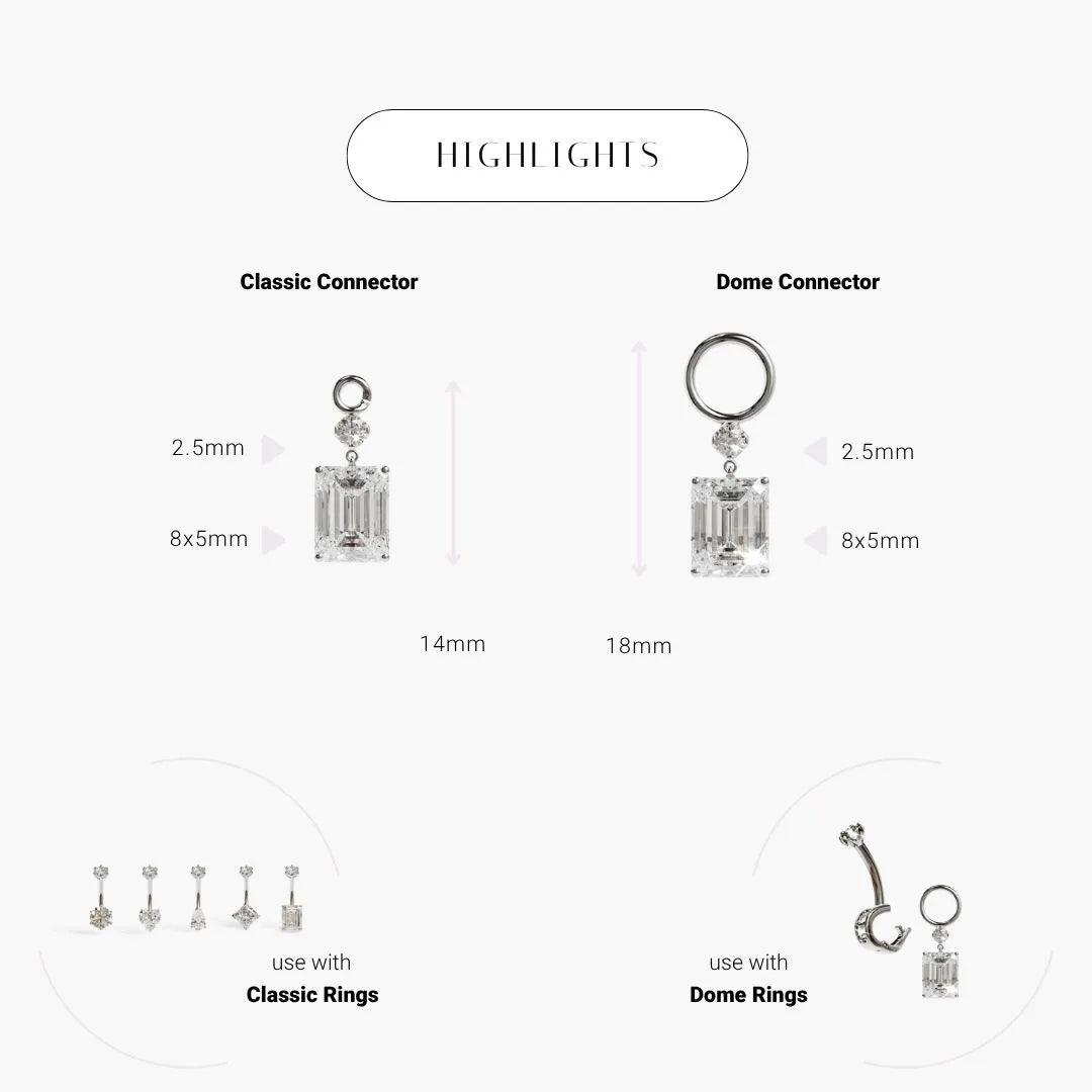 Mini Emerald Charm White Gold & Platinum