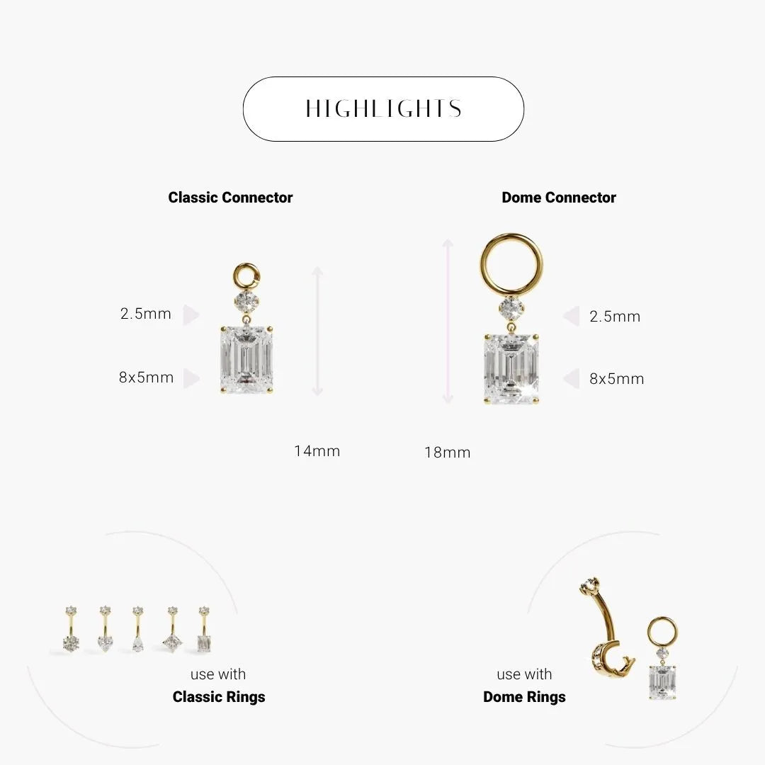 Mini Emerald Charm Yellow & Rose Gold