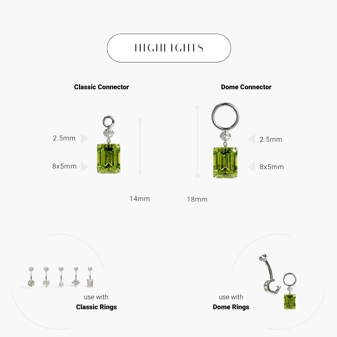 Mini Emerald Peridot Charm White Gold & Platinum