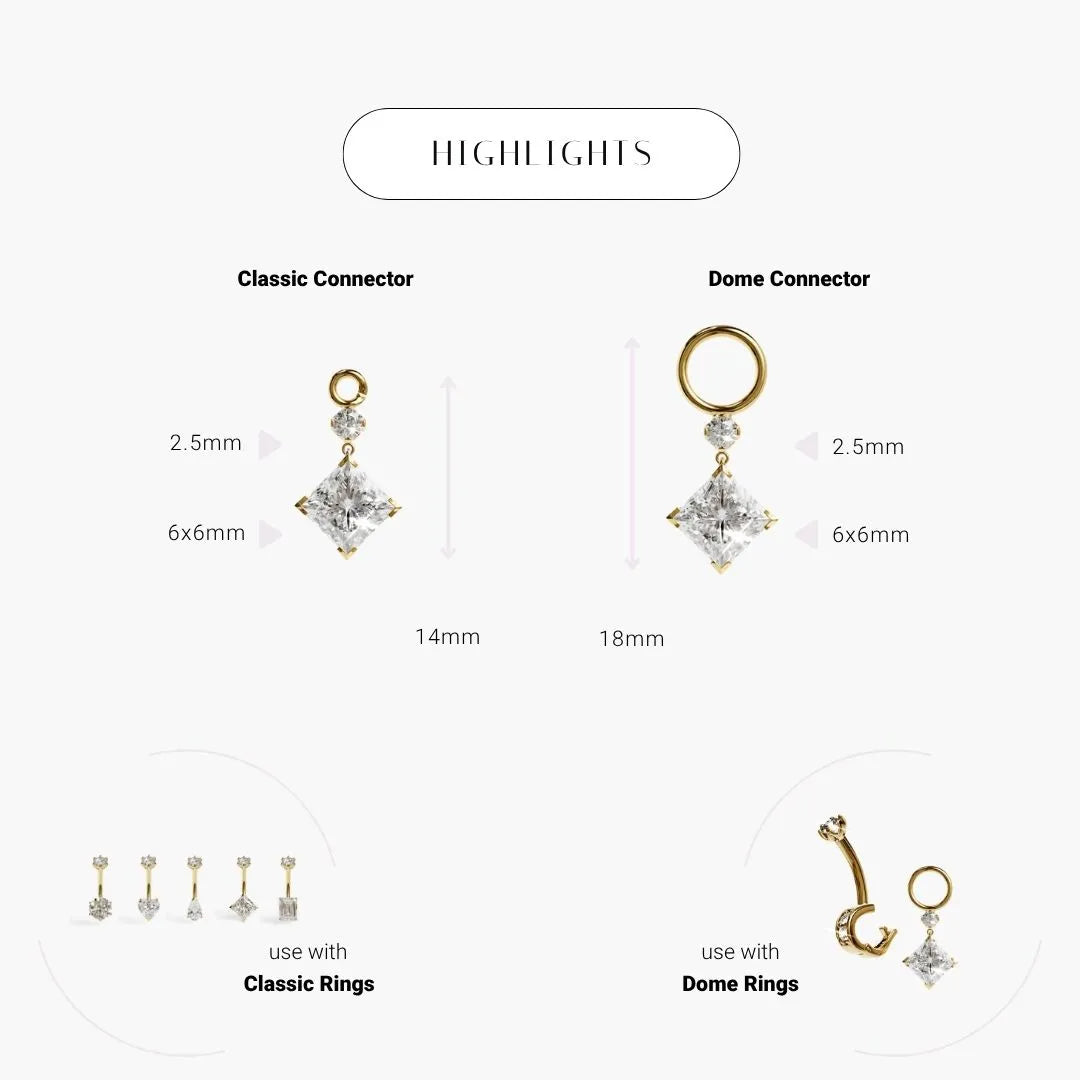 Mini Princess Charm Yellow & Rose Gold