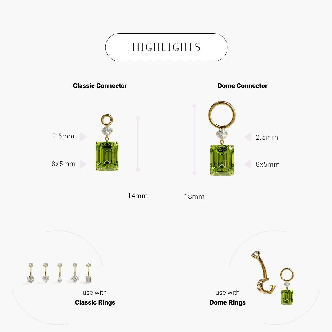 Mini Emerald Peridot Charm Yellow & Rose Gold
