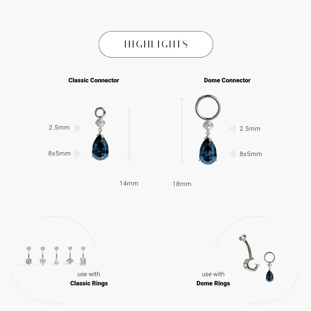 Mini Teardrop London-Blue Charm White Gold & Platinum