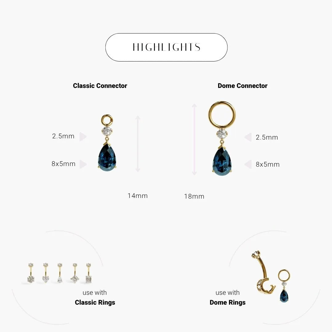 Mini Teardrop London-Blue Charm Yellow & Rose Gold