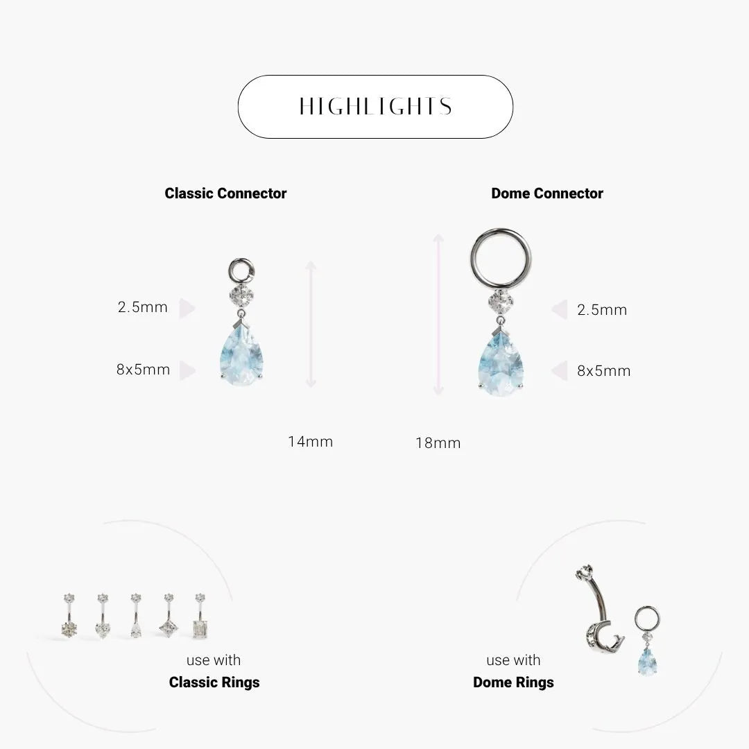 Mini Teardrop Sky-Blue Charm White Gold & Platinum