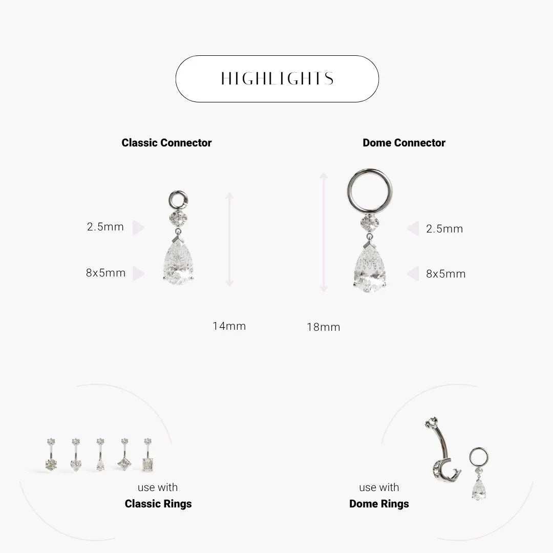 Mini Teardrop Charm White Gold & Platinum