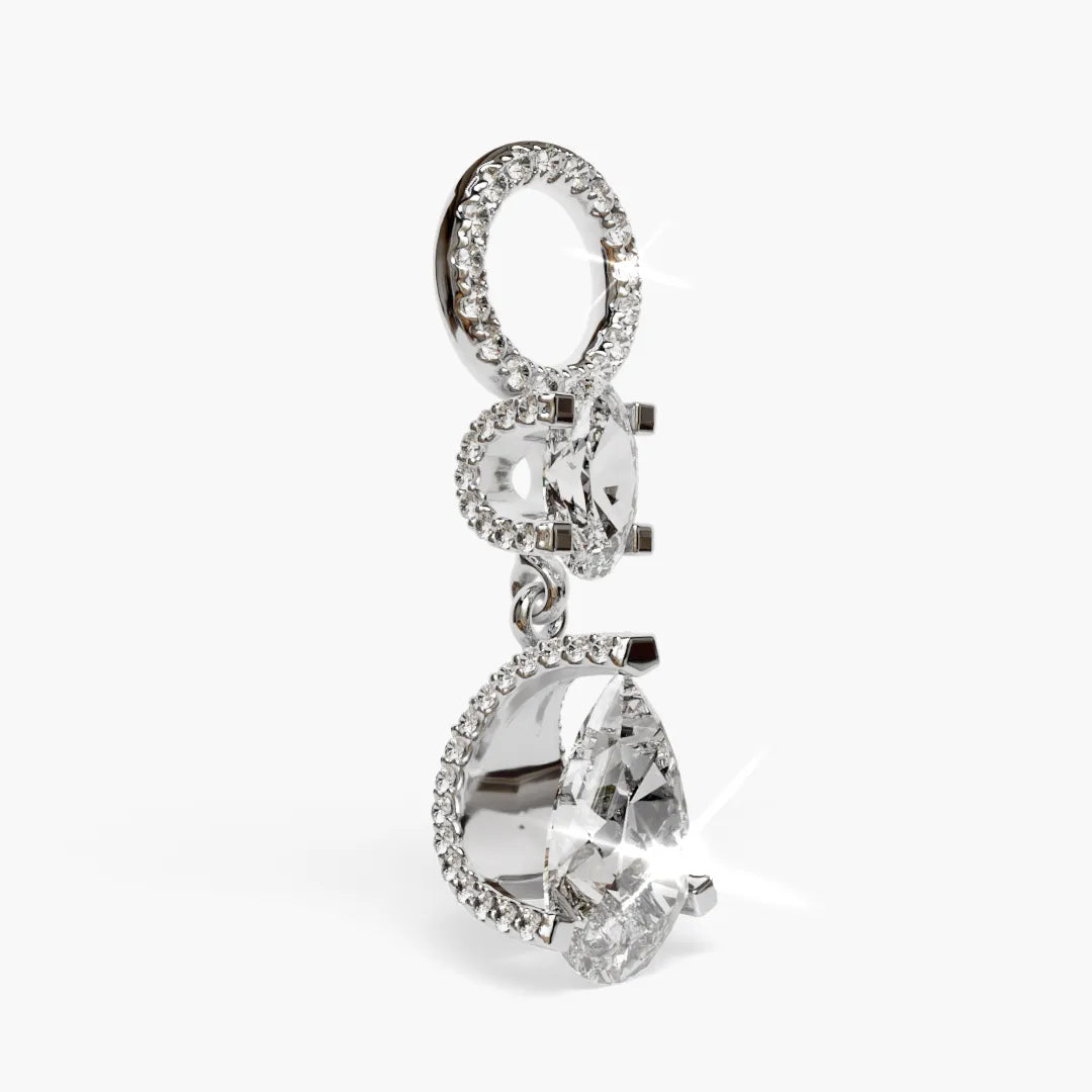 Swan Dome Moissanite Belly Ring White Gold