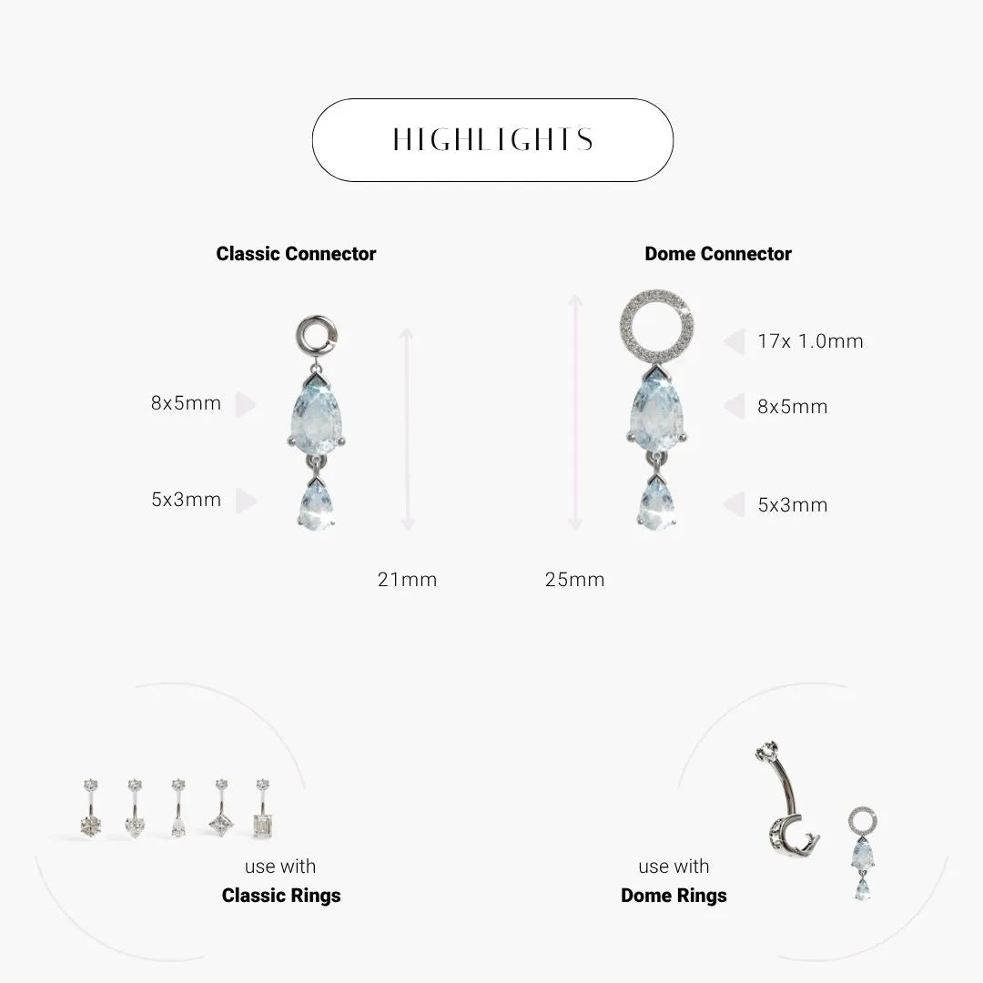 Teardrop Sky-Blue Charm White Gold & Platinum