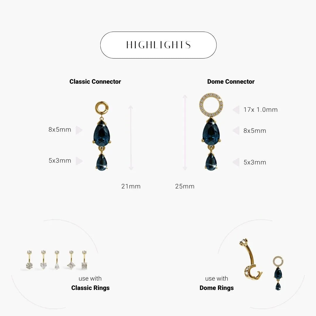 Teardrop London-Blue Charm Yellow & Rose Gold