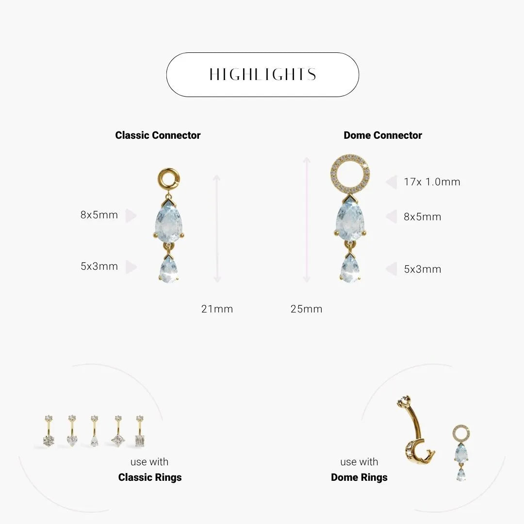 Teardrop Sky-Blue Charm Yellow & Rose Gold